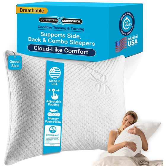 Xtreme Comforts Adjustable Foam Pillow — Queen — Queen · 30